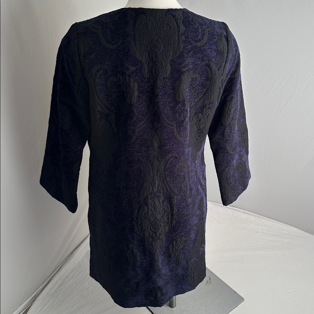 Lucky Brand black and blue brocade open blazer - Picture 5 of 13